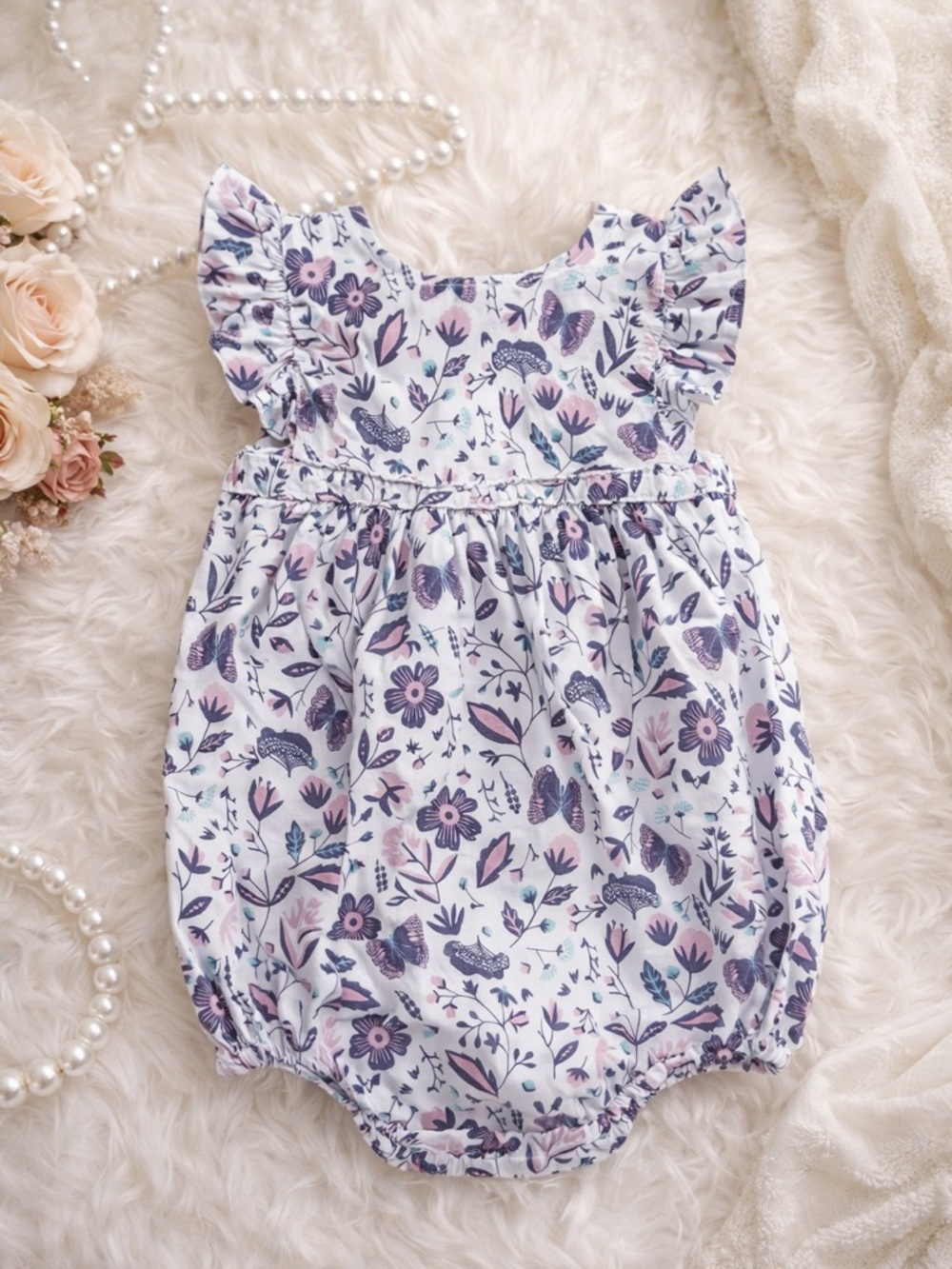 Egg Susan lazar romper bubble purple floral girl’s size 18 months butterfly